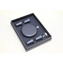 Pazarcan 4 Shot Bardaklı Matara Seti Yuvarlak Siyah