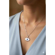 Stainless Steel Stainles Steel 316L Çelik Kadın Gümüş Renk Modern Nazar Göz Kolye