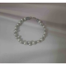 Shine Elagance Inci Aralarda Mat Gümüş Rengi Boncuk Kadın Şık Bileklik Sevgililer Günü Hediyesi