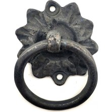 Pazarcan Lounge Antika Tarz Dekoratif Pirinç Çiçek Mobilya Kulbu, Kapı Kilit Halkası - 50MM, Oksit