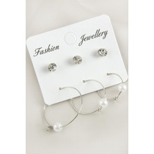 Ayena Moda 6 Adet Inci Taşlı Halka Küpe 2,5 cm