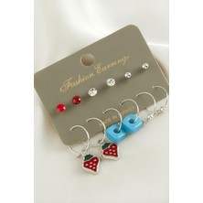 Ayena Moda 12 Adet Çilek Mineli Halka Küpe