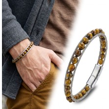 Neararsanbizde Çelik Halat ve Kaplan Gözü Doğaltaş Bileklik 33572B2DH13