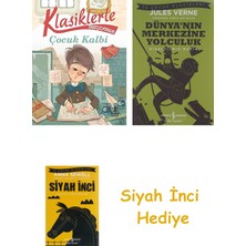 İş Bankası Kültür Yayınları Klasiklerle Tanışıyorum - Çocuk Kalbi + Dünyanın Merkezine Yolculuk + Siyah Inci Hediye