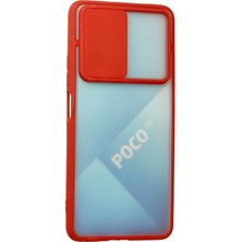 Marsilyan Xiaomi Poco F3 Kılıf Palm Buzlu Kamera Sürgülü Silikon - Kırmızı