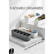 İlkyaz Fashion 5 Bölmeli Dolap ve Çekmece Içi 2’li Set Organizer Kutusu (Gri & Beyaz)  ILKYZHB-RS3455