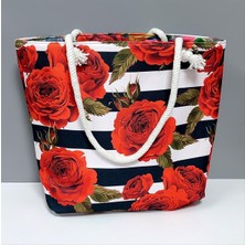 Ayena Moda Gül Desenli Plaj Çantası