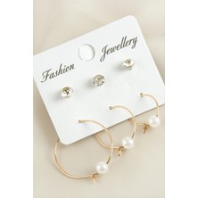 Ayena Moda 6 Adet Inci Taşlı Halka Küpe 2,5 cm