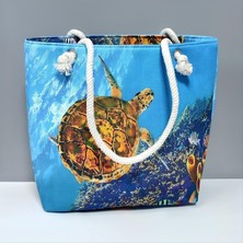 Ayena Moda Kaplumbağa Desenli Plaj Çantası