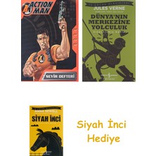İş Bankası Kültür Yayınları Action Man - Seyir Defteri + Dünyanın Merkezine Yolculuk + Siyah Inci Hediye