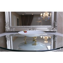 Çnr Home Collection Metal Ayaklı Yaldızlı Porselen Sunumluk Kurabiyelik