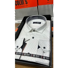 Slim Fit Likralı Desenli Çıt Çıtlı Hediye Kutulu Erkek Gömlek