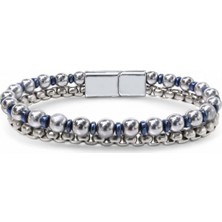 Neararsanbizde Çelik Zincirli Gümüş ve Mavi Hematit Bileklik 33572B21D3