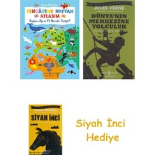 İş Bankası Kültür Yayınları Rengarenk Hayvan Atlasım: Kaplan, Ayı ve Fil Nerede Yaşıyor? + Dünyanın Merkezine Yolculuk + Siyah Inci Hediye