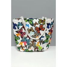 Ayena Moda Kelebek Desenli Plaj Çantası