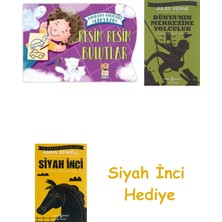 İş Bankası Kültür Yayınları Resim Resim Bulutlar-Kıpırtılı Pırıltılı Gökyüzü + Dünyanın Merkezine Yolculuk + Siyah Inci Hediye