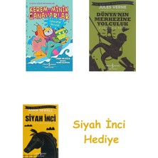 İş Bankası Kültür Yayınları Kerem ile Minik Canavarlar - Canavarlar Havuzda + Dünyanın Merkezine Yolculuk + Siyah Inci Hediye