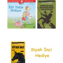 İş Bankası Kültür Yayınları Elif Tatile Gidiyor: Ilk Okuma Kitabım + Dünyanın Merkezine Yolculuk + Siyah Inci Hediye