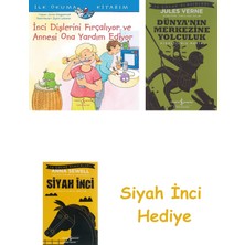 İş Bankası Kültür Yayınları Inci Dişlerini Fırçalıyor ve Annesi Ona Yardım Ediyor - Ilk Okuma Kitabım + Dünyanın Merkezine Yolculuk + Siyah Inci Hediye
