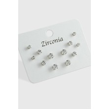 Ayena Moda 12 Adet Zirkon Tek Taşlı Küpe