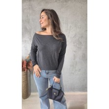 Filiz Yılmaz Butik Kayık Yaka Yünlü Bluz