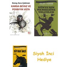 İş Bankası Kültür Yayınları Karga Beyaz ve Posbıyık Usta + Dünyanın Merkezine Yolculuk + Siyah Inci Hediye