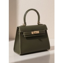 Veyla Style Kemer Detaylı Haki Yeşil Suni Deri Çanta