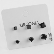 Ayena Moda 6'lı Zirkon Tek Taşlı Küpe