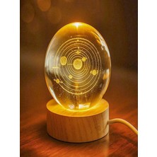 Tuhfe Collection 3D LED Işıklı Gezegen Kristal Cam Küre Gece Lambası