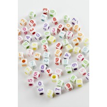 Ayena Moda 6*6 mm Karışık Renkli Rakam Küp Boncuk 500 Gram