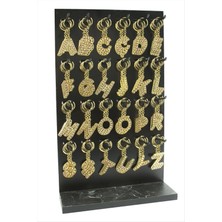 Ayena Moda Sarı Renkli Taşlı Harf Anahtarlık Standlı 72 Adet