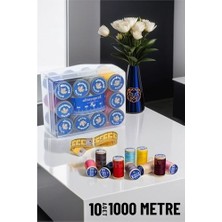 Ayena Moda Hsnet 10 Renk 1000 mt Kutulu Mezuralı Dikiş Ipliği Seti