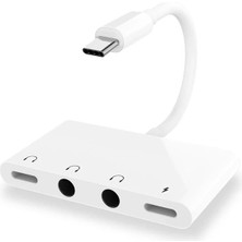 Ayena Moda Ally Andriod USB Type C 4in1 Otg Ses Adaptörü Çift Dc 3.5mm JACK-(5775)