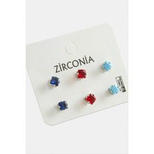 Ayena Moda 6 Adet Kare Zirkon Tek Taşlı Küpe