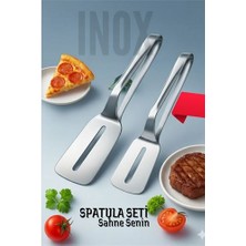 Ayena Moda 2 Li Inox Spatula Seti – Pizza Tatlı Et Servisi Için Ergonomik Tasarım