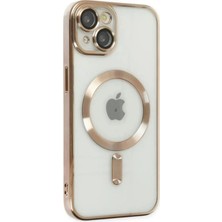 Ayena Moda Ally iPhone 14 Plus 6.7inç Renkli Kenar Lazer Çerçeveli Magsafe Uyumlu Silikon KILIF-(5775)