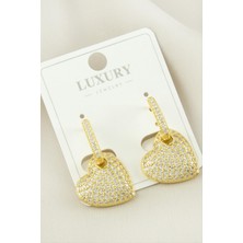 Ayena Moda Kalp Zirkon Taşlı Lüks Küpe