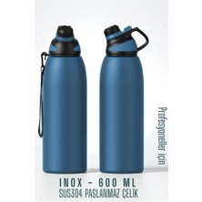 Ayena Moda Inox Çelik Termos - 600 ml  SUS304 Çelik Termos Profesyonel Mavi