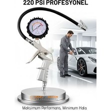 Ayena Moda Profesyonel Lastik Şişirme Tabancası ve Hava Saati 220 Psı 16 Bar Çelik Alaşım Güçlü Gövde