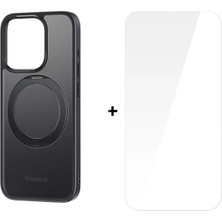 Ayena Moda Baseus iPhone 15 Plus Skyring Serisi Standlı Magsafe Manyetik Kılıf + Tempered Ekran Koruyucu SET-(5775)