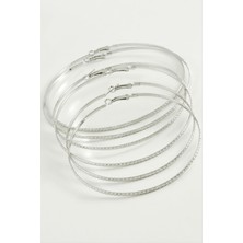 Ayena Moda Zikzak Desenli Metal Halka Küpe 6 Adet