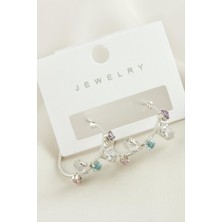 Ayena Moda Zikzak Zirkon Taşlı Halka Küpe