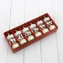 6'lı Mini Atlı Karınca Ağaç Süsü Renkli Ahşap Geleneksel Tasarım Çocuk Odası ve Yılbaşı Süslemesi Için Dekoratif Hediyelik (Beyaz)