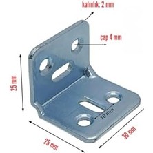 Mobilya Köşe Bağlantı Aparatı, L Tipi Metal Köşebent, 30X25X25MM, Gümüş Renk, 10 Adet Vida Dahil, Dolap Raf Montaj Bağlantı Seti