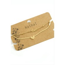 Ayena Moda Kalp Love Yazılı Lüks Çelik Halhal