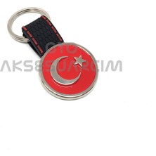 Oto Aksesuarcım Türk Bayrağı Silikon Luxury Metal Oto Anahtarlık Siyah