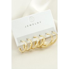 Ayena Moda 6 Adet Düz Trend Halka Küpe 1,5-2-2,5 cm