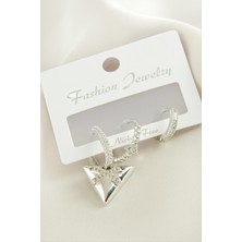 Ayena Moda 3 Adet Üçgenzirkon Taşlı Küpe