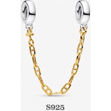 Poseidons Jewellery Gümüş Zinciri Gold Renk Güvenlik Zinciri