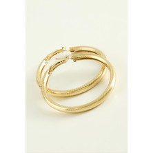 Ayena Moda Çizgili Boru Halka Küpe 4,5 cm